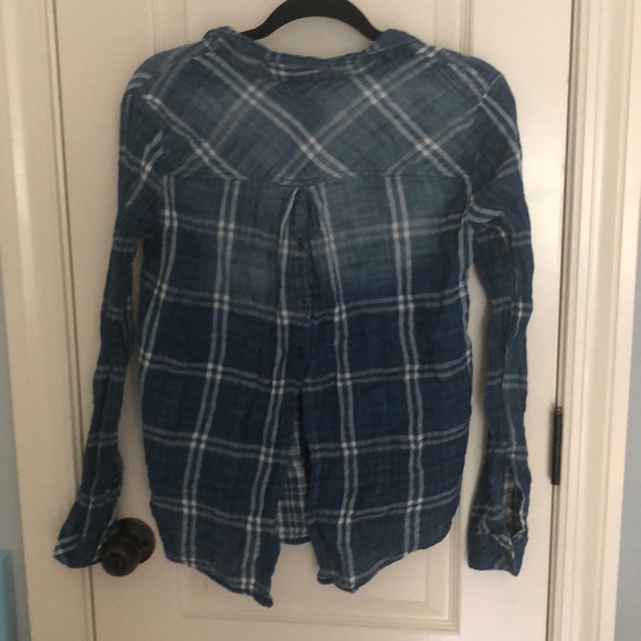 blue plaid button up - Picture 3 of 3